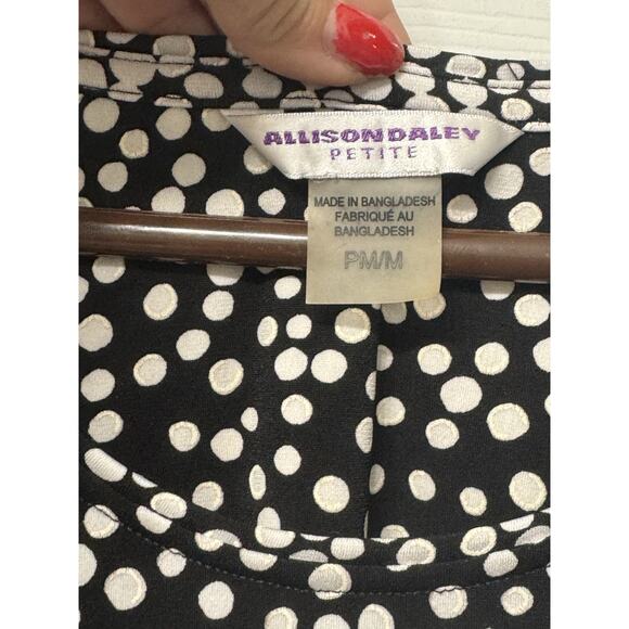 Allison Daley Women’s Short Sleeve Blouse - Black w. White Dots - Petite M - Picture 4 of 8